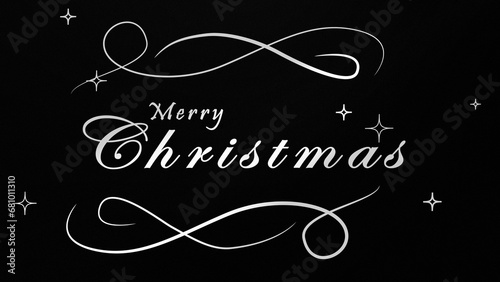 Christmas message on black background . Merry Christmas greeting Banner. 
