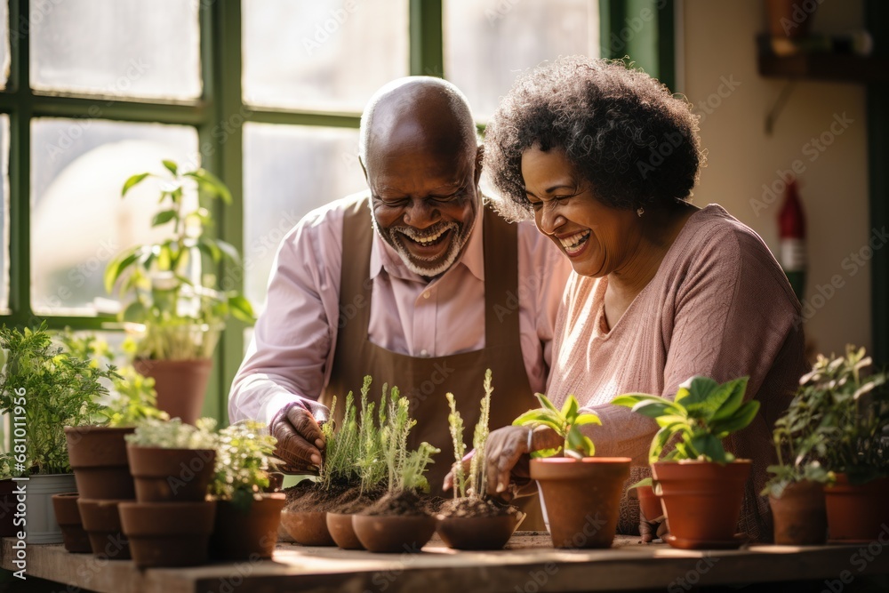Afroamerican senior couple enjoy takes care indoor Afroamerican senior couple enjoy takes care indoor