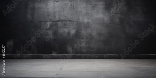 Dark Empty Room with Concrete Floor, Grunge Wall Texture