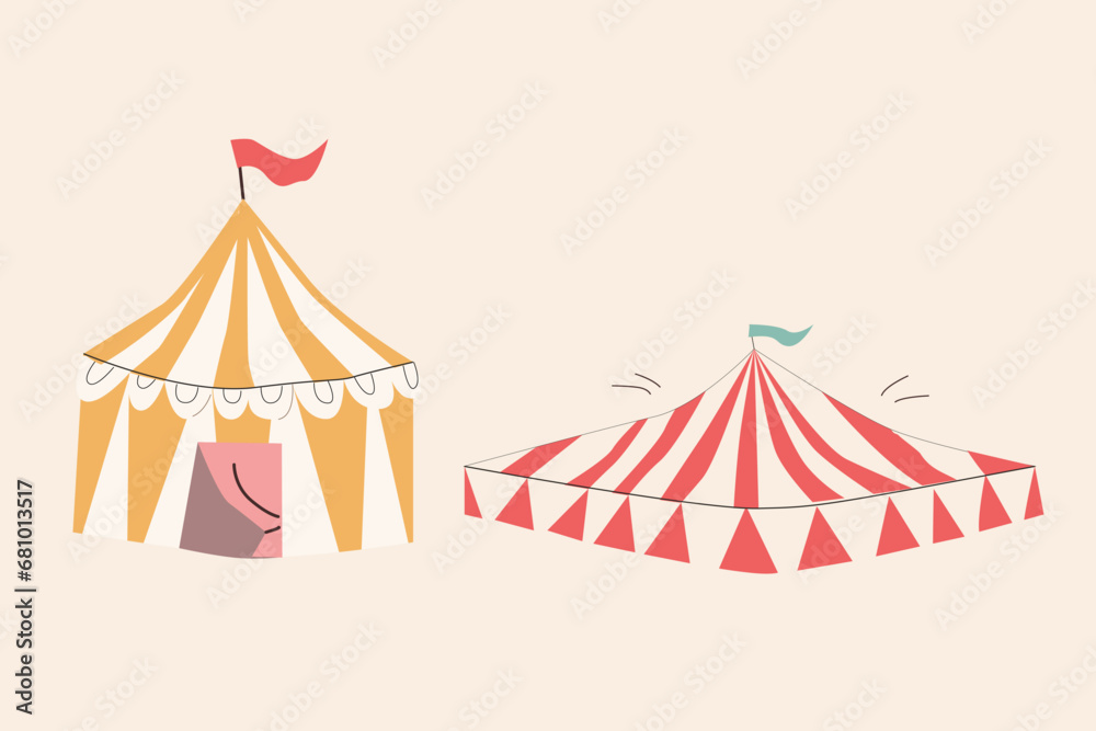 hand drawn tent of circus - yellow and red colors hand drawn tent of circus - yellow and red colors