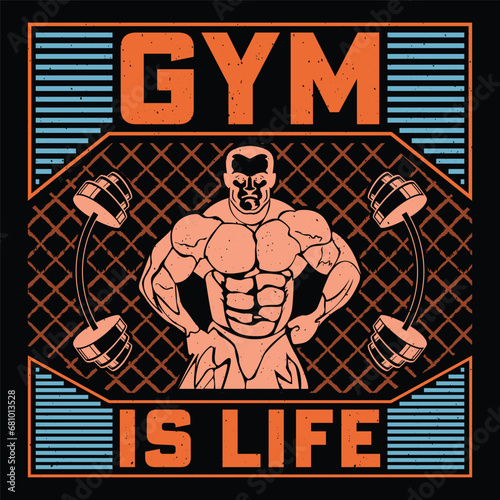 Gym Is Life Gym Fitness T-Shirt Design Vector Graphic Gym life