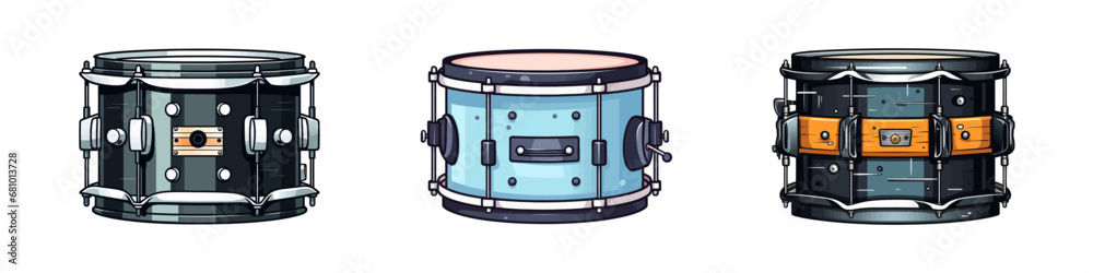 Cartoon drum isolated on a white background. Vector illustration - obrazy, fototapety, plakaty 