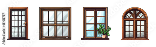 Cartoon window set. Vector illustration