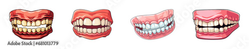 Cartoon dentures set. Vector illustration