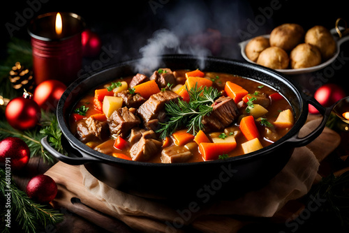 Savory Beef Bourguignon: A Luxurious French-Inspired Meat Stew ,A Rustic Delight of Tender Beef  with Beef Generative AI