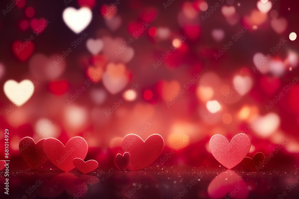 Beautiful valentines day background with hearts and glitter