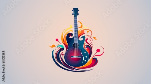 guitar music logo colored stunning sunset