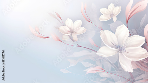 Beautiful light airy abstract floral background as wallpaper illustration with copy space