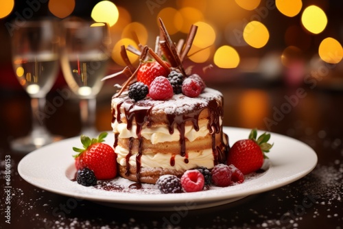 The highlight of the New Year's feast: A close-up of an exquisite dessert being served