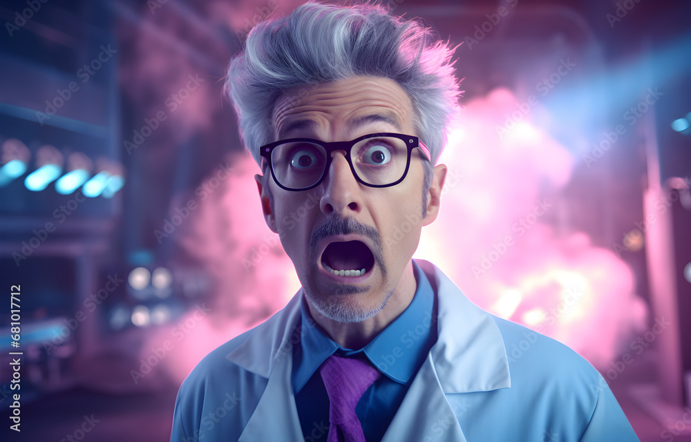 Amused Doctor's Face on a Pink Background - A Humorous Medical Situation Capturing the Lighter Side of Healthcare Amused Doctor's Face on a Pink Background - A Humorous Medical Situation Capturing the Lighter Side of Healthcare