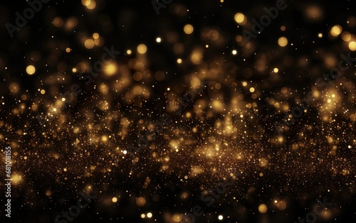 Glitter vintage lights background. dark gold and black