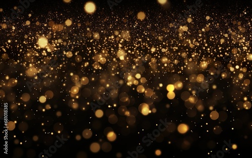 Glitter vintage lights background. dark gold and black