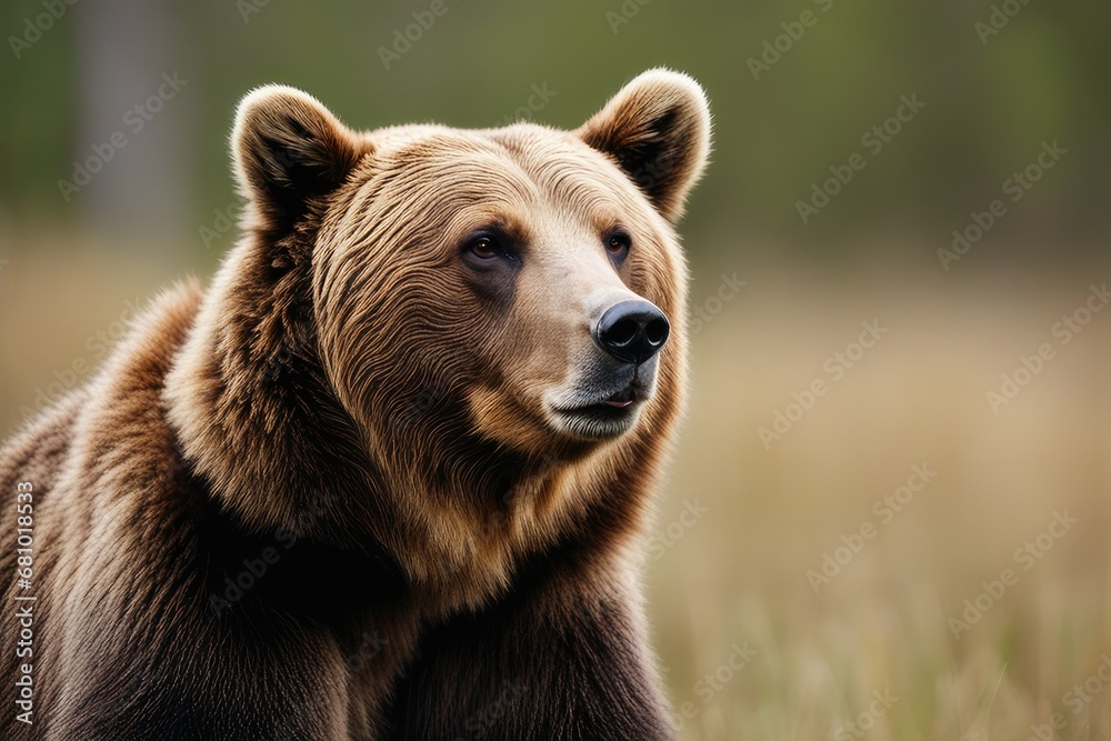 a high quality stock photograph of a Portrait of Brown Bear sitting isolated on a white background