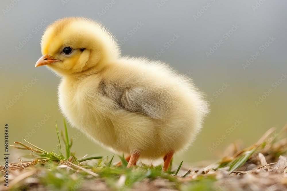 a high quality stock photograph of a single chick isolated on a white background