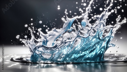 "Water Splash on White Background: Photorealistic Stock Photo