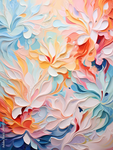 A Colorful Paper Cut Out Of Flowers - Original abstract oil painting