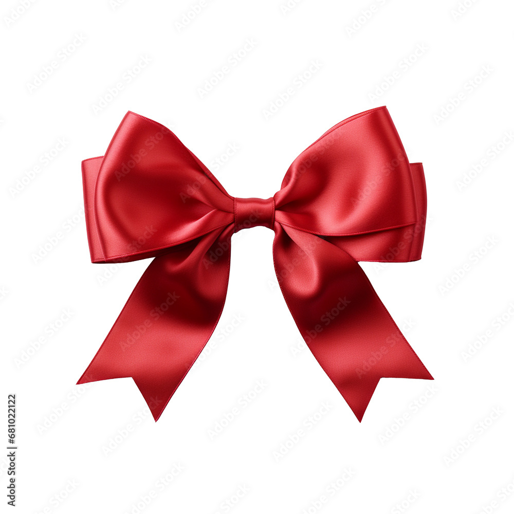 Red ribbon bow on a transparent background, ai technology Red ribbon bow on a transparent background, ai technology