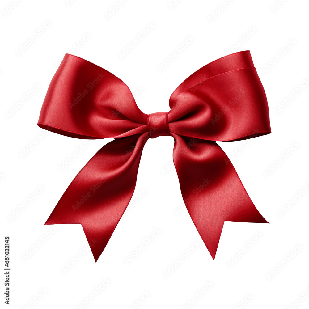 Red ribbon bow on a transparent background, ai technology