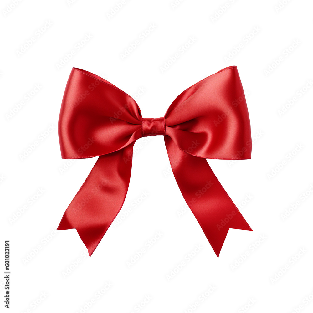 Red ribbon bow on a transparent background, ai technology Red ribbon bow on a transparent background, ai technology