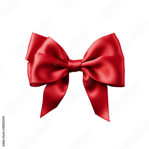 Red ribbon bow on a transparent background, ai technology