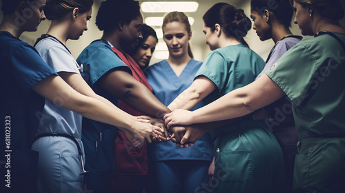 Collaboration of Compassionate Healthcare Professionals, A Tapestry of Nurse and Doctor Dedication, Unwavering Work Ethic, Tender Care, Profound Empathy photo
