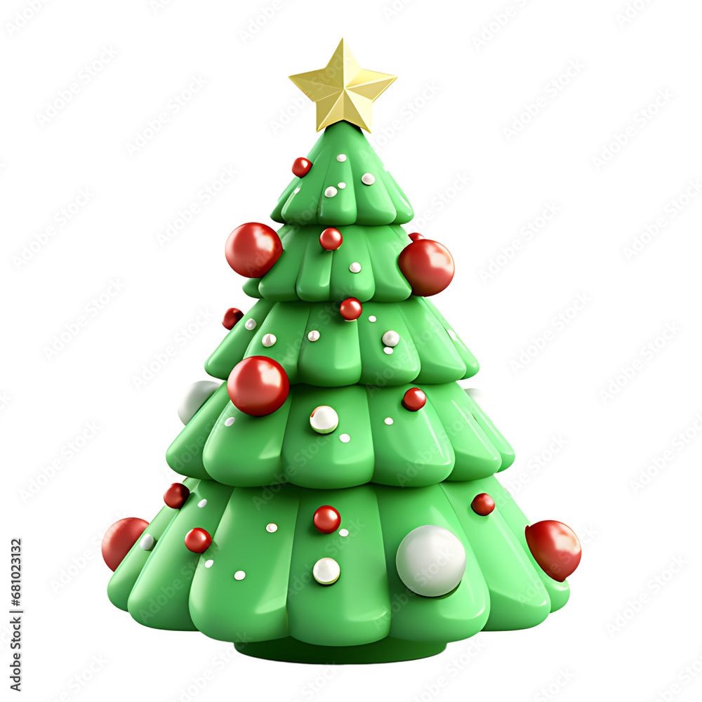 3d Cute Christmas tree on white background. 3d Cute Christmas tree on white background.