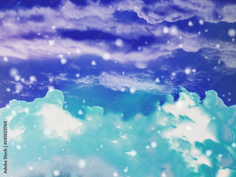 sky and clouds illustration snowfalling background texture 