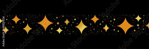 Bannière festive étoilée pour célébrer la nouvelle année - Vecteur éditable autour des fêtes de fin d'année - Célébrations - Jour de l'an - Noir et doré - Couleurs festives et élégante, étoiles photo