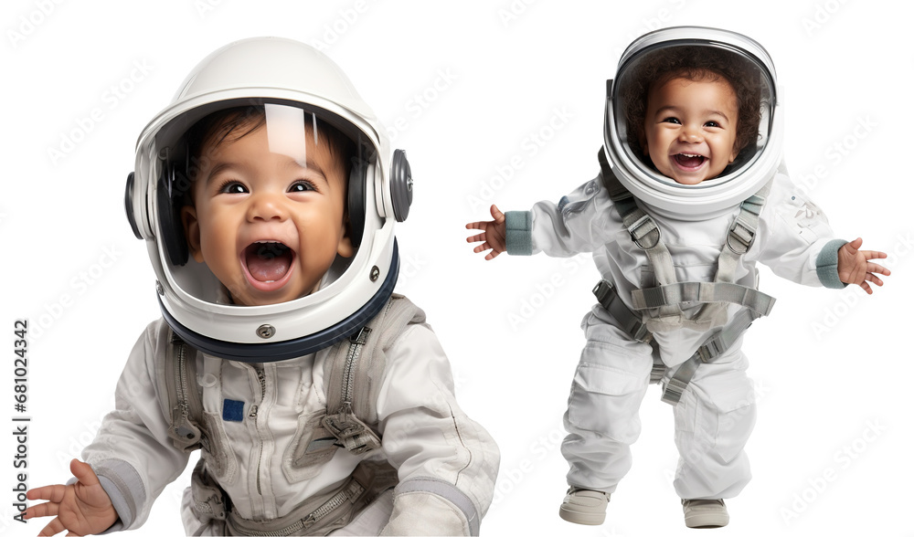 cute happy hispanic baby toddler kid dressed like an astronaut on transparent background cute happy hispanic baby toddler kid dressed like an astronaut on transparent background