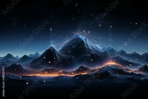 A glowing mountain mesh technology background