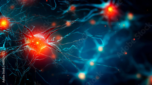 Neurons firing in brain, concept of nerve research in psycho-pharmacology. 