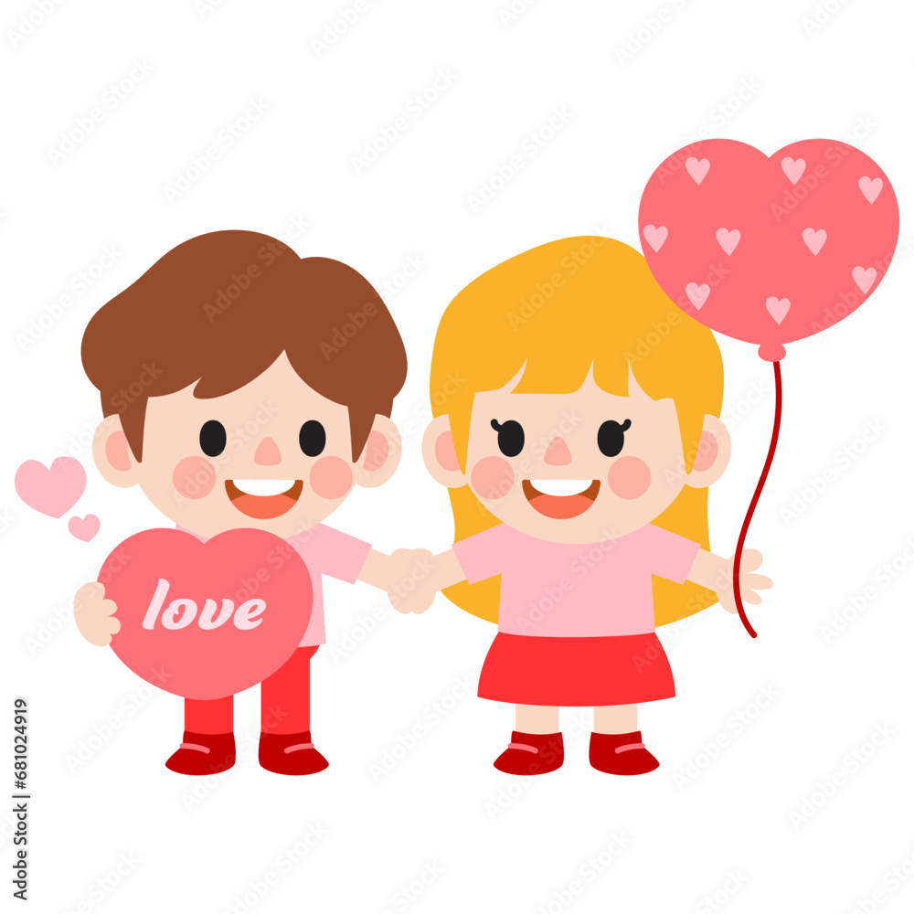 happy valentines day teen couple clipart. Romantic girl and boy giving heart gift happy valentines day teen couple clipart. Romantic girl and boy giving heart gift