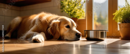 Golden Retriever dog breed making a sad face It's like you're losing your appetite. photo