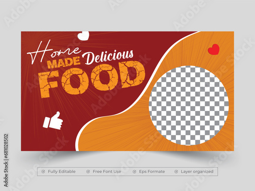 Delicious food social media youtube video thumbnail or web banner template