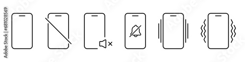 Silent mode icon. Mute, silent, vibration smartphone mode. Silent mode vector icons collection