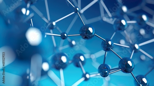 Molecular structure background. Science template wallpaper or banner with a DNA molecules. Abstract molecule background with hexagons, wave flow, illustration.