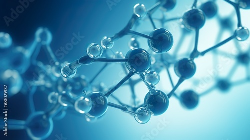 Molecular structure background. Science template wallpaper or banner with a DNA molecules. Abstract molecule background with hexagons, wave flow, illustration.