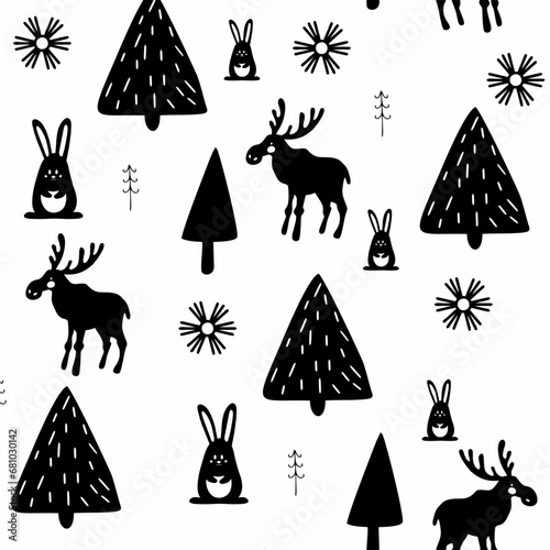 Cute animals winter pattern