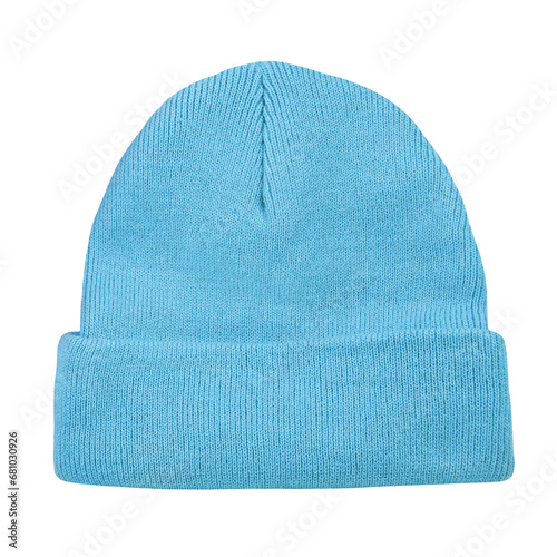 1 Blue woolen cap isolated on white background