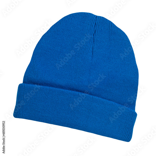 Foto 1 blue woolen cap isolated on white background