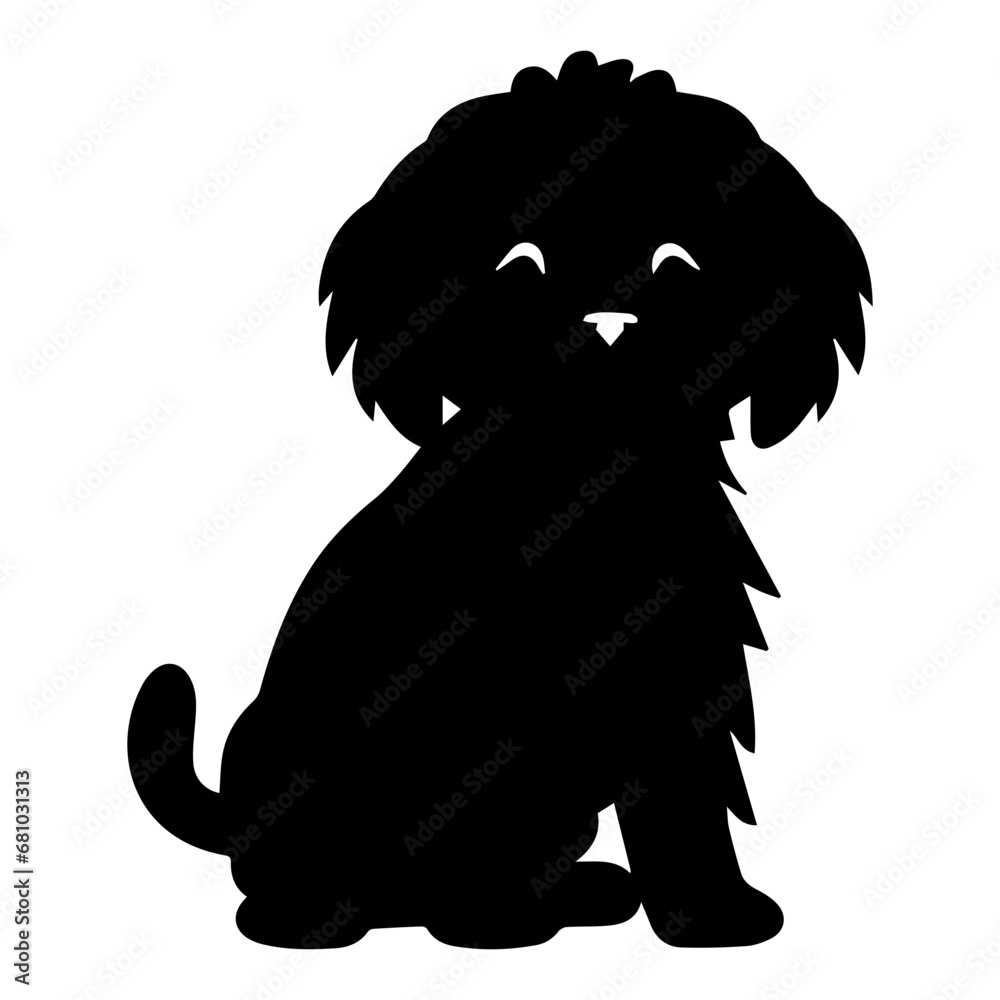 Maltipoo Dog Vector Silhouette, Generative AI. Maltipoo Dog Vector Silhouette, Generative AI.