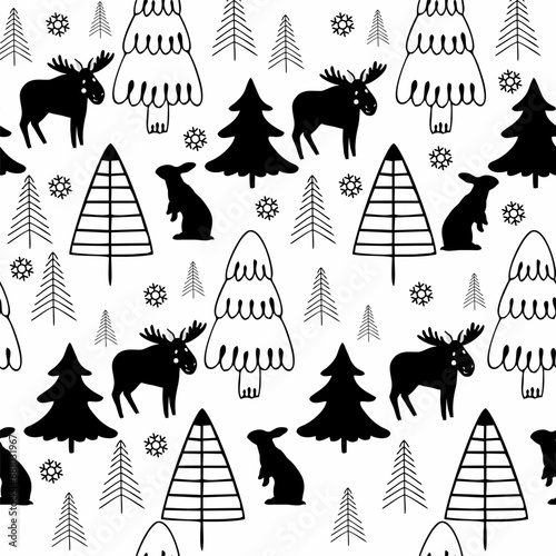 Cute animals winter pattern