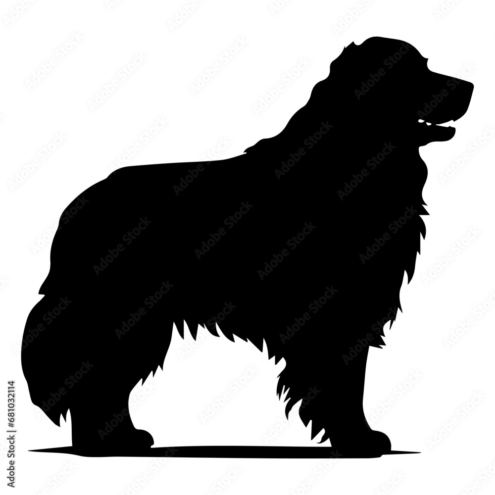 newfoundland Dog Vector Silhouette, Generative AI.