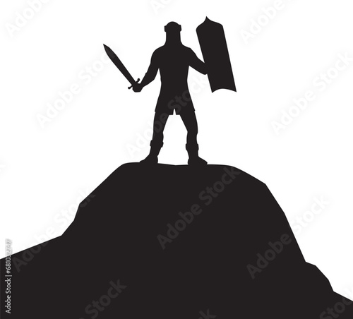 Medieval Warrior in Silhouette