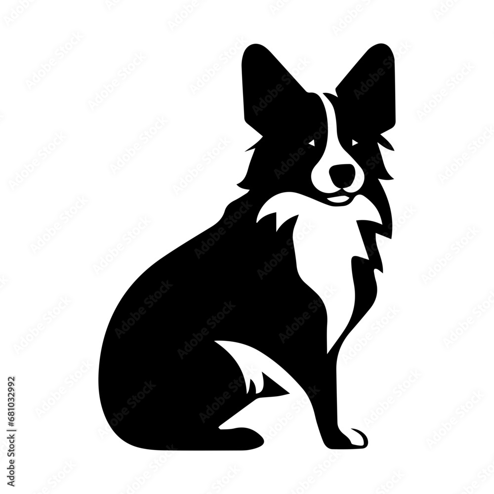 Pembroke Welsh Corgi Dog Vector Silhouette, Generative AI. Pembroke Welsh Corgi Dog Vector Silhouette, Generative AI.