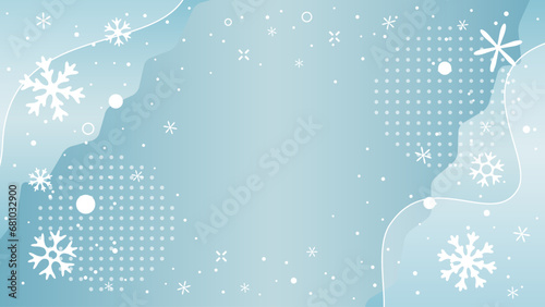 白い粉雪舞う冬の空、雪の結晶の銀世界、ベクター背景イラスト素材