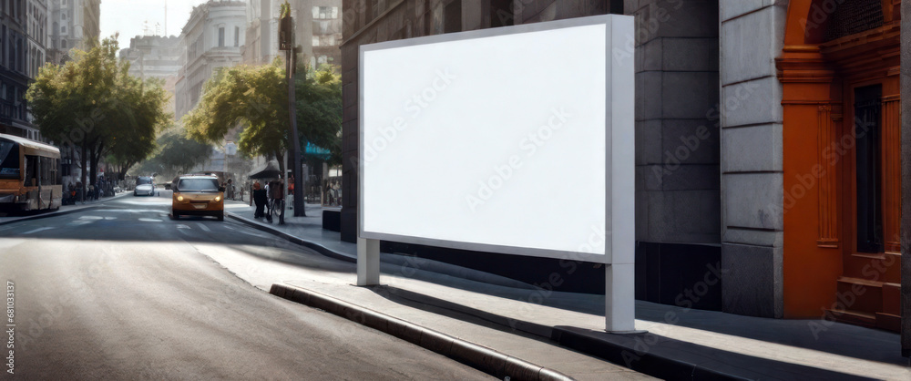 Billboard with blank white space Installed within the city Billboard with blank white space Installed within the city