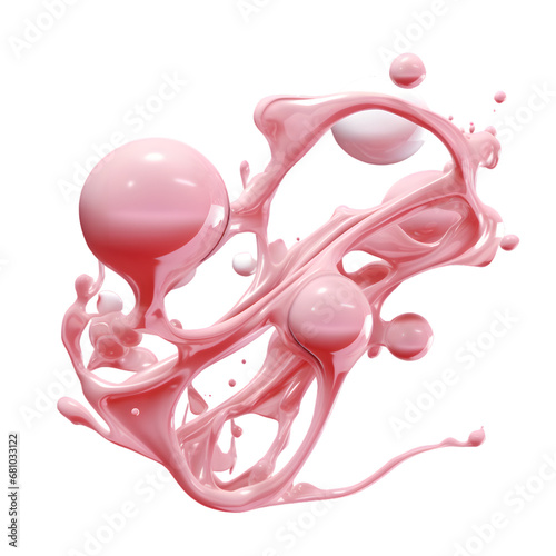 Pink cream splash isolated on tarnsparent background photo