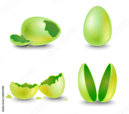 Golden festive egg for surprise and greeting isolated set