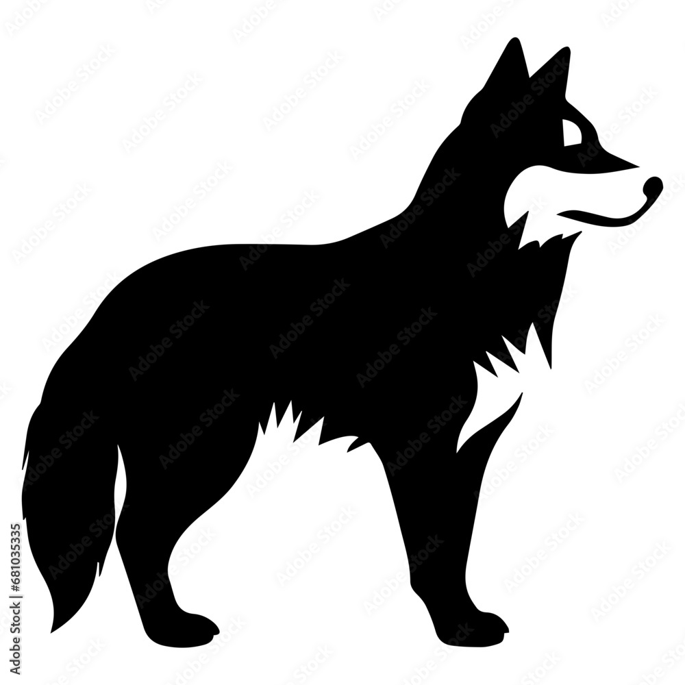 Siberian Husky Dog Vector Silhouette, Generative AI. Siberian Husky Dog Vector Silhouette, Generative AI.